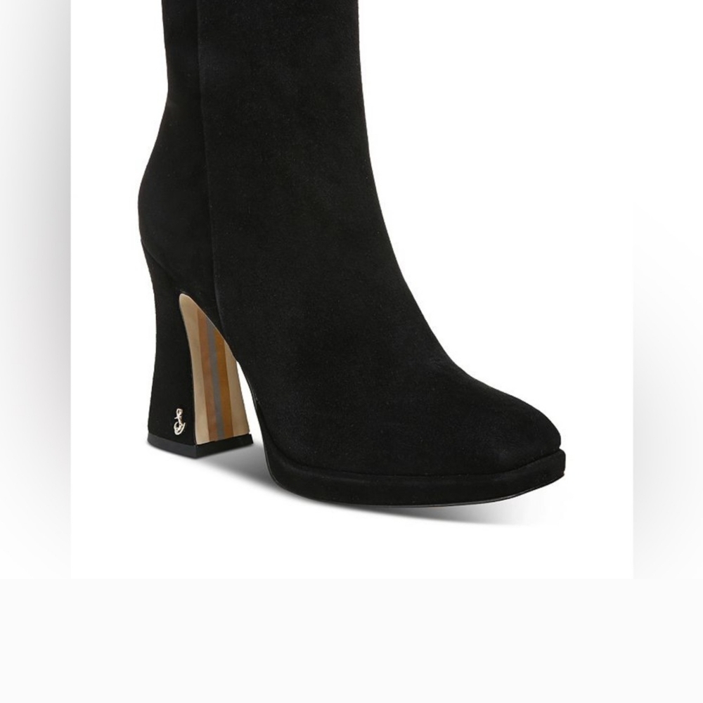 Sam Edelman Black Heeled Boots with Geometric Heel